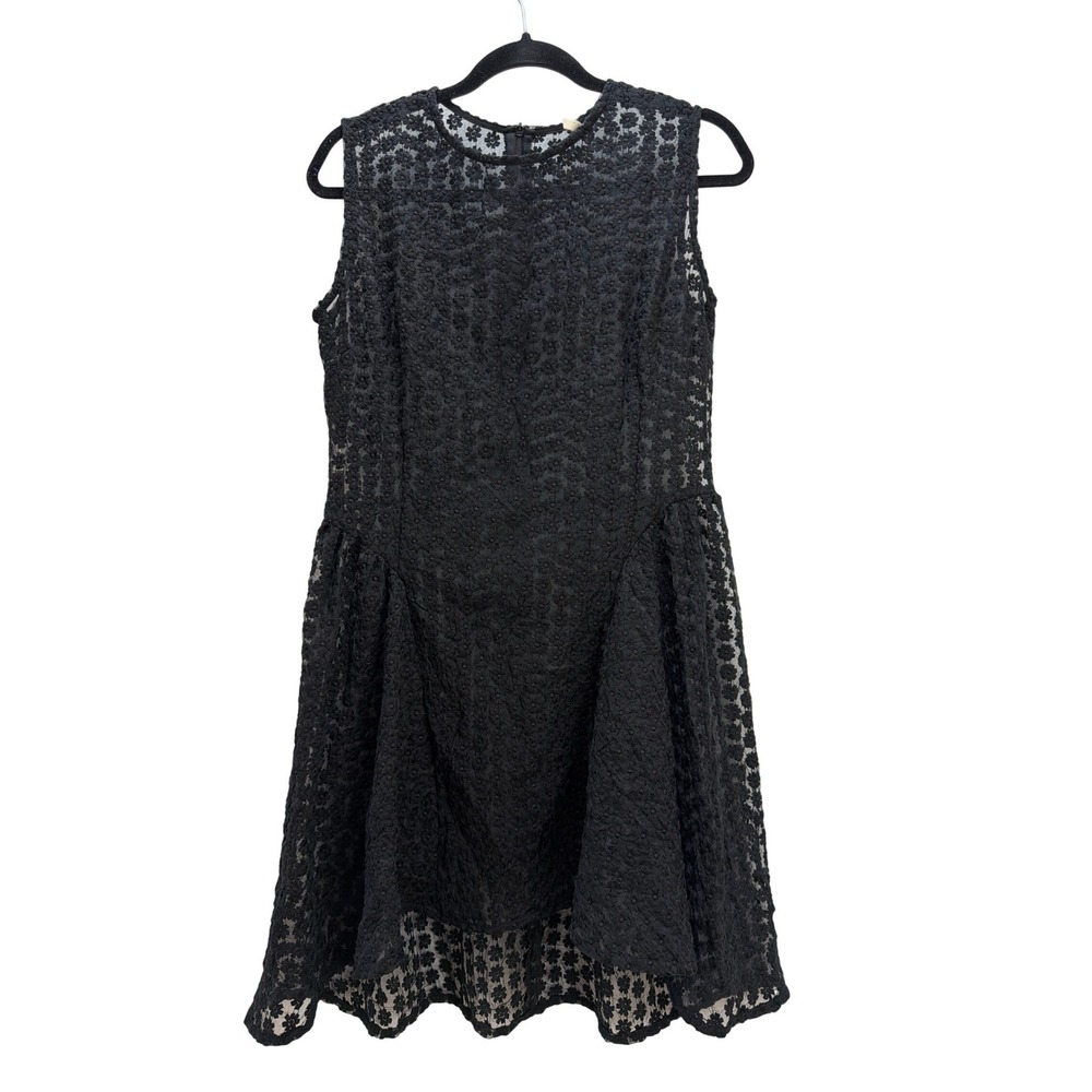 Y&T Black Sheer Floral Mesh Overlay Dress XL‎ Layering Tunic Gothic Coquette